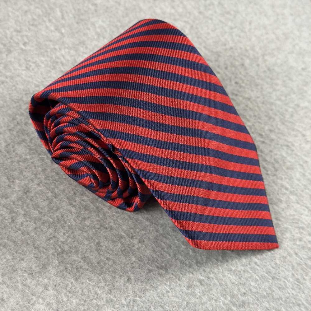 Vintage Brooks Brothers Makers & Merchants Silk Repp Stripe Tie Red Navy 58x3.75